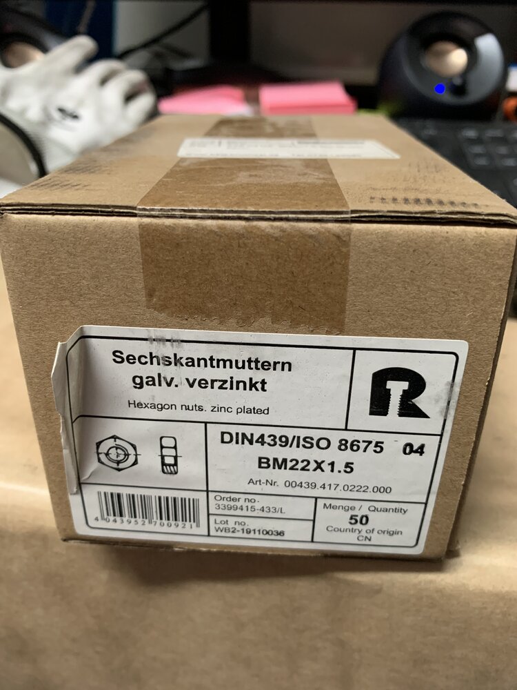 BSW Sechskantmuttern DIN 439/ISO 8675  BM22x1.5