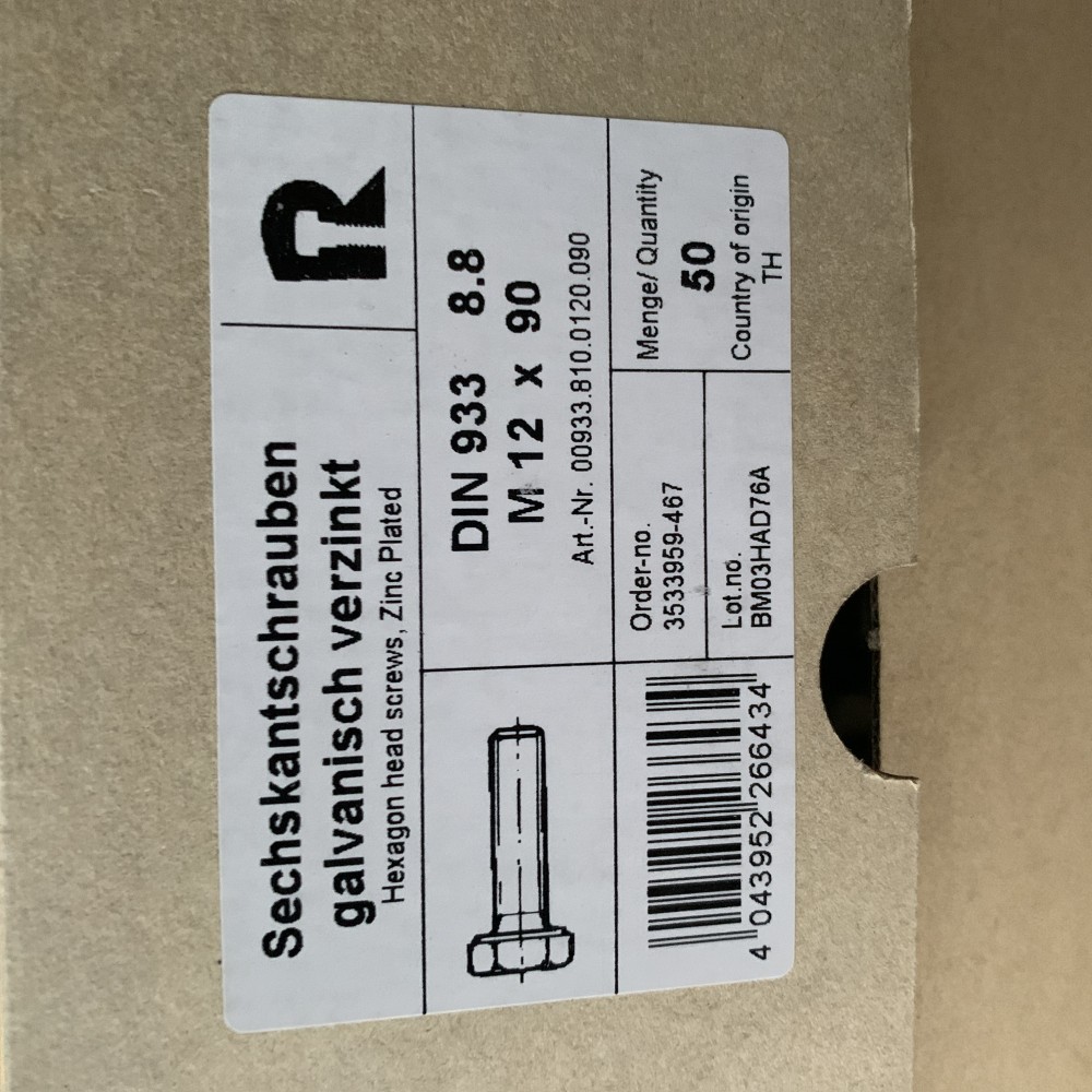 Sechskantschrauben. M12x90