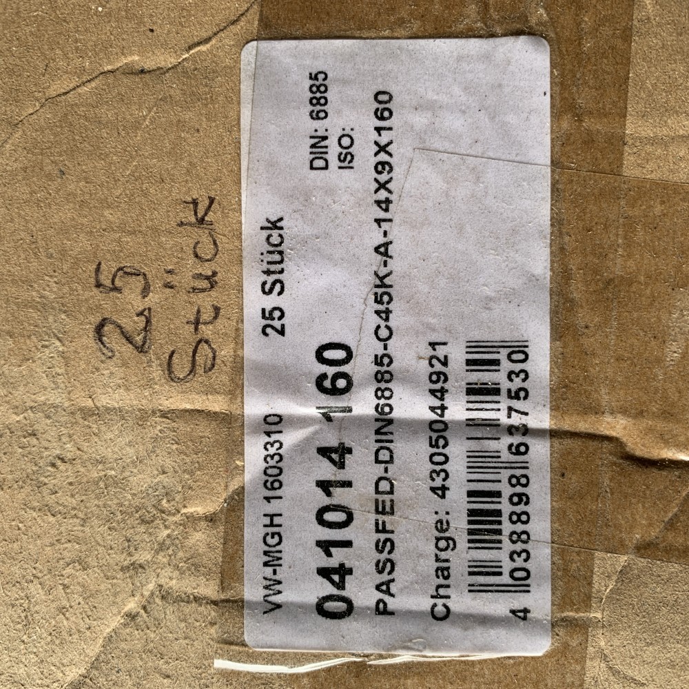 Passfedern DIN 6885-C45K-A-14x9x160