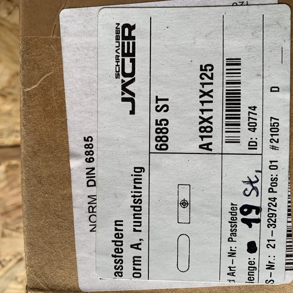 Passfedern JÄGER  A18x11x125