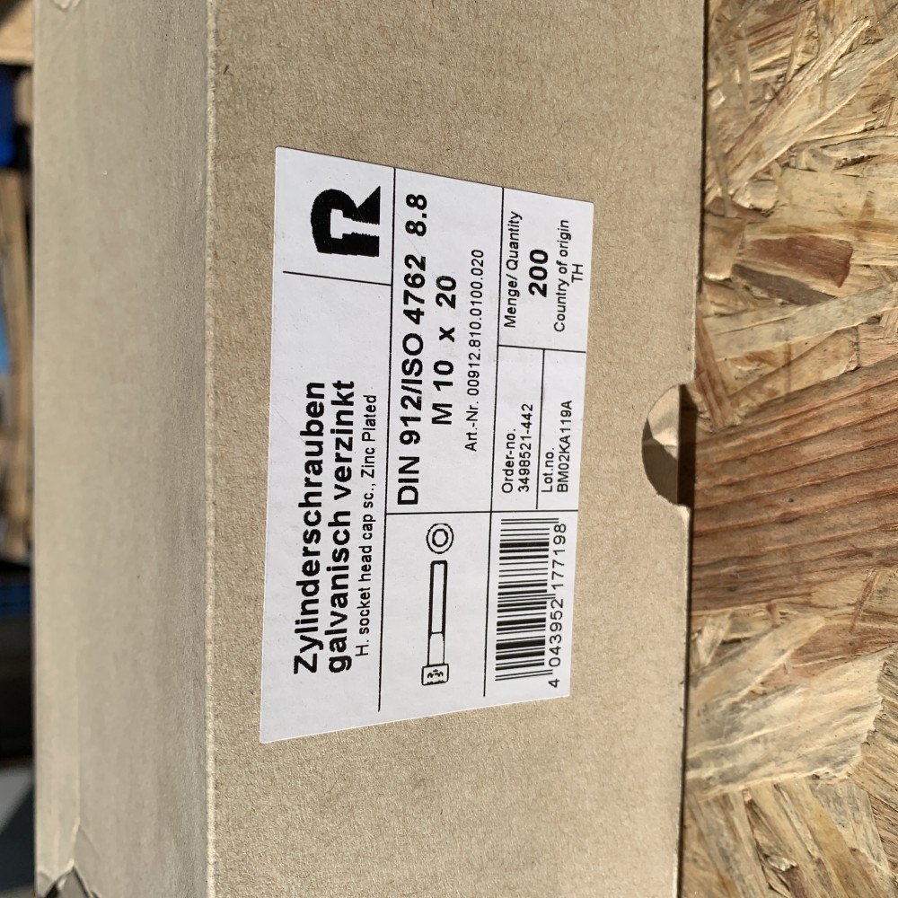 1)R Zylinderschrauben  M10x20