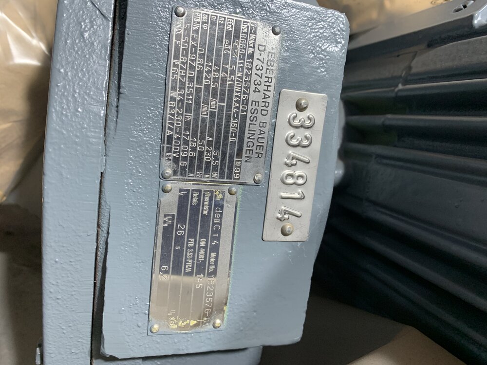 Bauer  Motor:D-73734 Type: BG60-11-N/DNX4A4-360-D; Pumpe:RA34PA