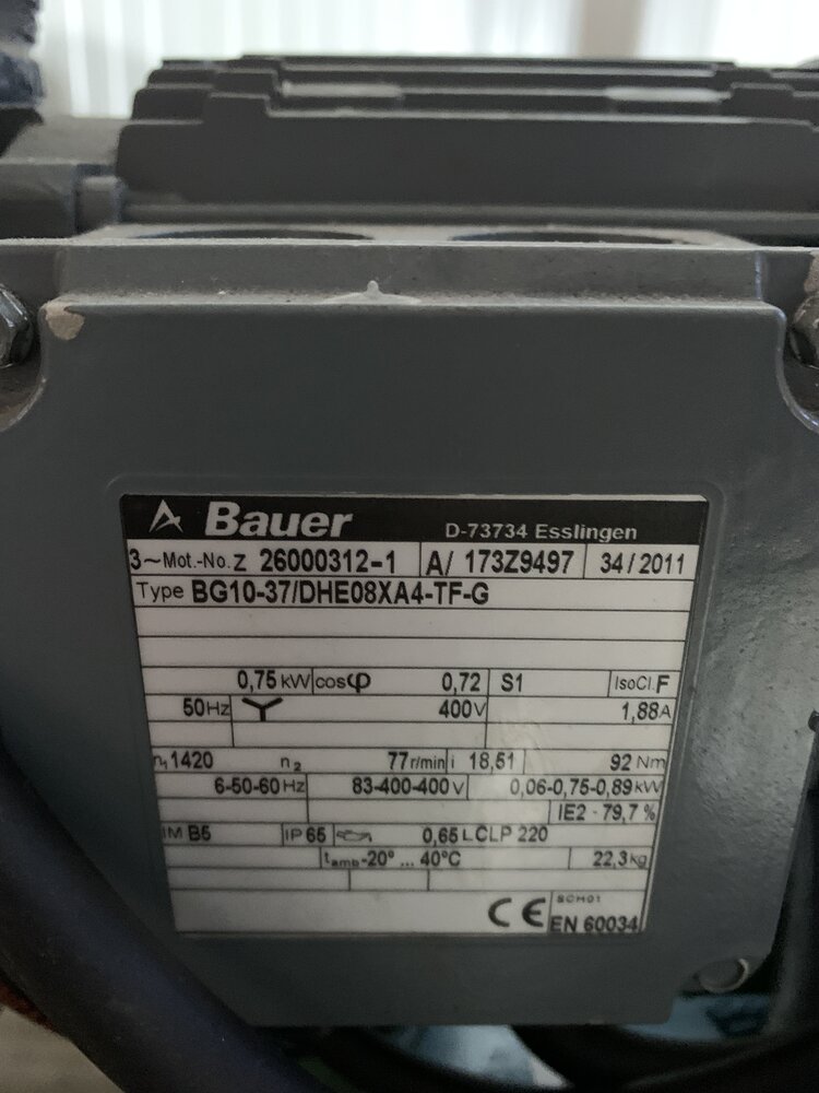 Bauer Motor Bauer BG10-37/DHE08XA4-TF-G; Pumpe: Barmag 200cm3
