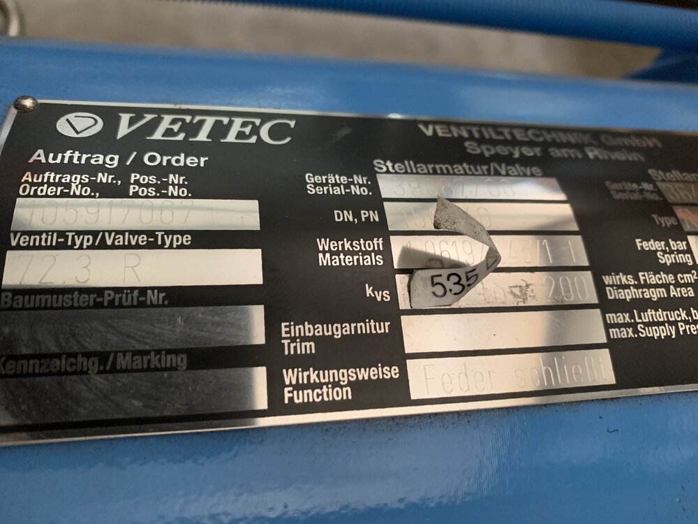 VETEC Samson 3767; Ventiltyp: 72.3 R
