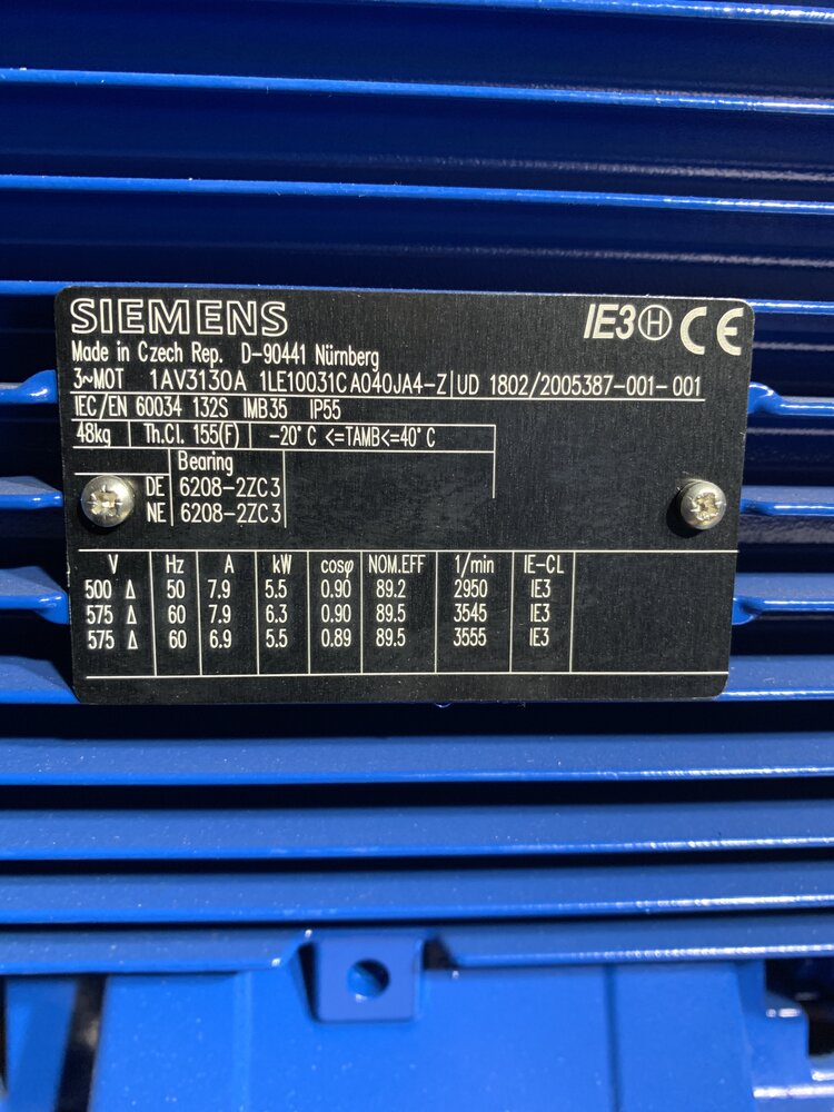 Siemens Motor: 1LE10031CAO40JA4-Z ; Pumpe: MKP 50-32-200